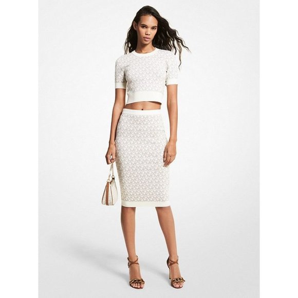 MICHAEL Michael Kors Dresses & Skirts - MICHAEL MICHAEL KORS 'Logo Jacquard Short-Sleeve Sweater & Skirt SET'